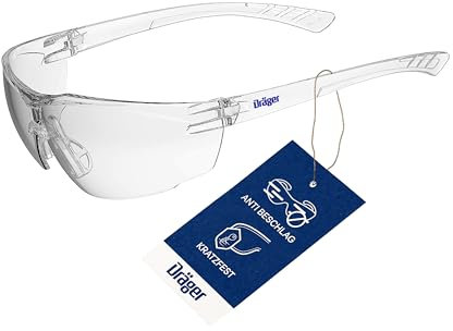 Dräger Schutzbrille X-pect 8320 | Leichte Sicherheitsbrille mit großem Sichtfeld | Für Baustelle, Werkstatt, Fahrrad-Fahren, Joggen | Klar, Kratzfest und beschlagfrei | 1 St.