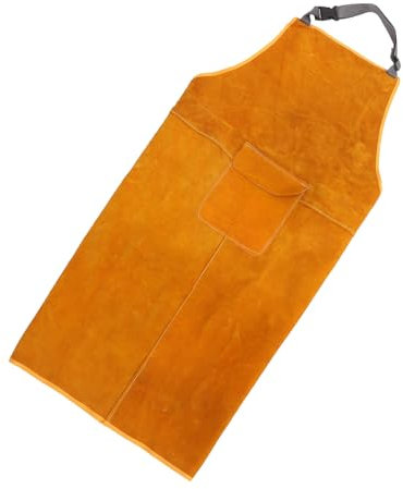 DOITOOL Delantal De Protección Para Soldadura Eléctrica De Cuero Grueso Resistente Abrasión Bolsillos y Correas Ajustables Talla Única Unisex Para Uso Taller Color Naranja