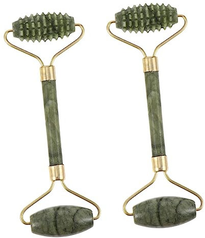 Ipetboom 2pcs Jade Beauty Device Facial Roller Stone for Face Neck Massage Body Jade Roller Scraping Tool