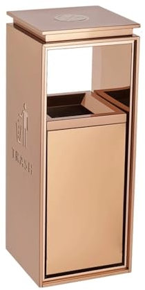 Papelera de Acero Inoxidable para Exteriores, Papelera Comercial para hoteles, Entrada de Ascensor con cenicero, Papelera Vertical para Exteriores para centros comerciales (Dorada, pequeña)