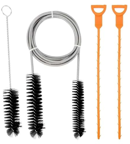 4 Stück Abflussbürste Waschbecken, Abflussreiniger Spirale set, Abflussreiniger Bürste, Rohrreinigungsbürste, Abfluss Reinigen, Spirale Abfluss Rohrreinigung