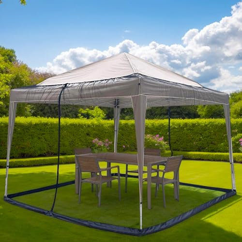 Moskitonetz Pavillon Fliegengitter 3 x 3 m: Insektenschutznetz Reißverschluss Gazebo Netting Verstellbares Pergola Mosquito Net Feinmaschig Outdoor Garten Hof Patio Camping (Schwarz, 300x300x230cm)