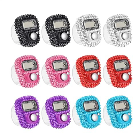 Elektronische Fingerzähler, 6 Stück Digitaler Handzähler Zähler mit LCD-Display, Manuell Rundenzähler Tragbar Reihenzähler Strickmaschenzähler für Sport, Golf, Stricken, Weben, Inventur, Angeln