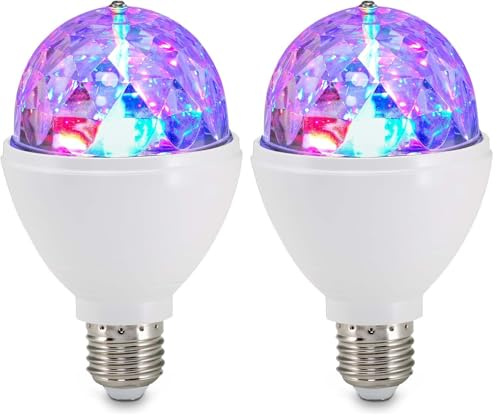 Briloner - Lampadina LED cambiacolore, luci festa discoteca, rotabile, 3 W, adatta a tutte le lampade con montaggio E27, luce stroboscopica, luce discoteca per feste, luci strobo, Ø7.3x12.9cm (DxA)