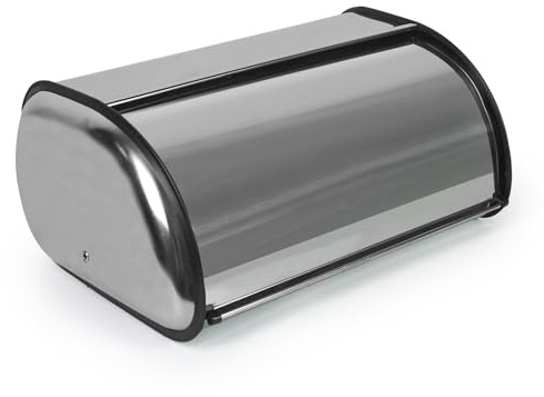 DreamsEden Extra Large Bread Box - Stainless Steel Bread Bin with Roll-Up Lid - Fits 2 Loaves Kitchen Countertop Storage for Bread Pastries Buns Toasts Snacks