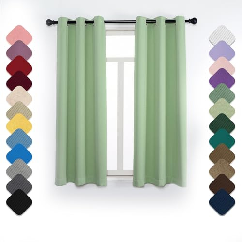 Tende oscuranti verde chiaro, isolamento termico, divisorio, 100 x 200 cm, 1 pannello con occhielli, insonorizzazione, perfette per decorare camera da letto e soggiorno