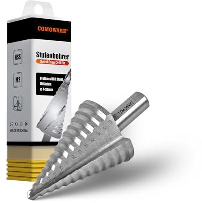 COMOWARE Stufenbohrer, 10mm Schaft Profi HSS Kegelbohrer Ø5-35mm 13 Stufen Metallbohrer Hochwertiges M2 Step Drill Bit mit 2 Spiralnuten für Metall, Holz, Kunststoffe