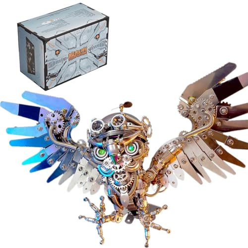 Palapozzy ZYX022 3D Metallpuzzle für Erwachsene Nachtaktives Eulenmodell, DIY Montage Tier Modellbausätze für Erwachsene zum Bauen, Gruselige Halloween-Dekoration (700+PCS)