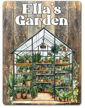 Decalarama Personalised Garden Metal Sign Gift – Any Name Garden Family Fun Greenhouse Home Novelty Aluminium Present