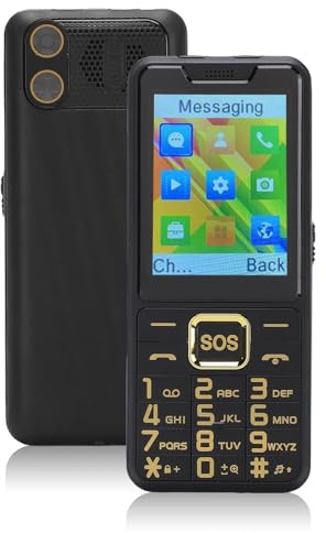 Garsent 4G Seniors Telefon, 2.6in Stora Knappar Låst Upp Senior Mobiltelefon med Dubbel Ficklampa, Familjenummer på Genvägen, SOS Key, Big Speaker, Double Sim Double Standby för Seniorer (Svart)