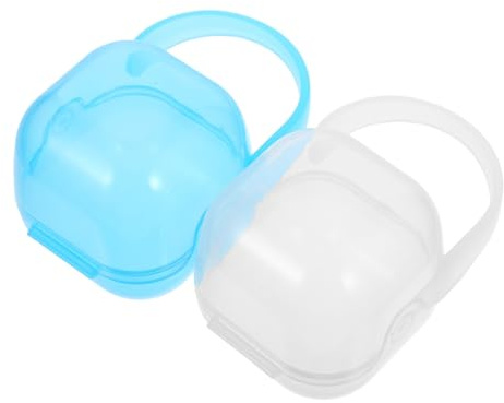 HAMPPLIES 2 Custodia Ciuccio Scatola Protettiva per Succhietti Ragazzo Portaciuccio Antipolvere per Uso e Design e Facile Conservare Blu e