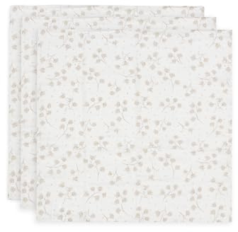 Jollein Musselin Tuch Baby – Leafy Dreams – 3er Pack – 70x70cm – 100% Baumwolle – Spucktücher Baby – OEKO-TEX Zertifiziert