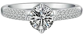 BCughia Ring Gold 585 14K Echt Damen, Damenring Weissgold Rund Form Moissanit Verlobungsringe Größe 61