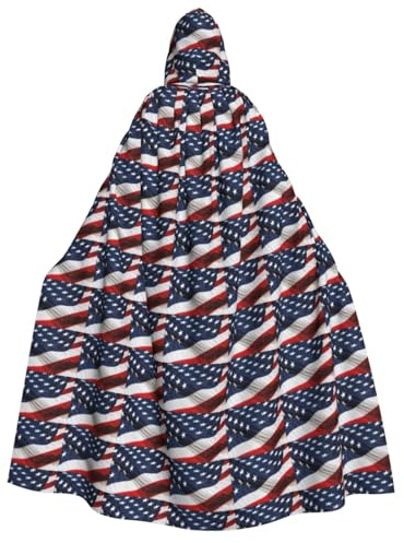 Amerikanische Flagge, Unisex, Erwachsene, mit Kapuze, bequemer Umhang, Cosplay, Kostüm, Halloween, Weihnachten, Karneval