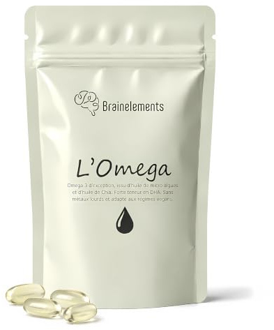 Oméga 3 Vegan - DHA Microalgues + Chia – Focus, Concentration & Anti-Stress – 250mg en 1 Gélule/Jour – Sans Poisson ni Métaux Lourds – Made in France – 30 Gélules