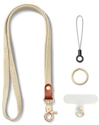 Nyckelband för Nycklar och ID-kort, snyggt bärband för kortfodral, långt nyckelband för kvinnor, hållbar id-hållare på jobbet eller vardagligt bruk, Beige