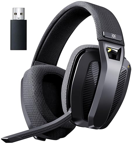 Defender® Orion Wireless Gaming Headset, bis 63h Akkulaufzeit, 2.4GHz+BT(≤30ms), 7.1 SurroundSound,Kopfhörer Mit Mikrofon mit Noise-Cancelling, Kompatibel für PS5/PS4/Switch, PC Headset, Schwarz