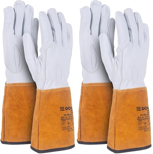 DONAU SAFETY Gants de soudeur en cuir pleine fleur de chèvre pour soudage TIG/Kevlar/Taille 9/L / 1 paire/Softouch - Très doux et agréables - Gants de travail en cuir/Gants de protection en (Lot de 2)
