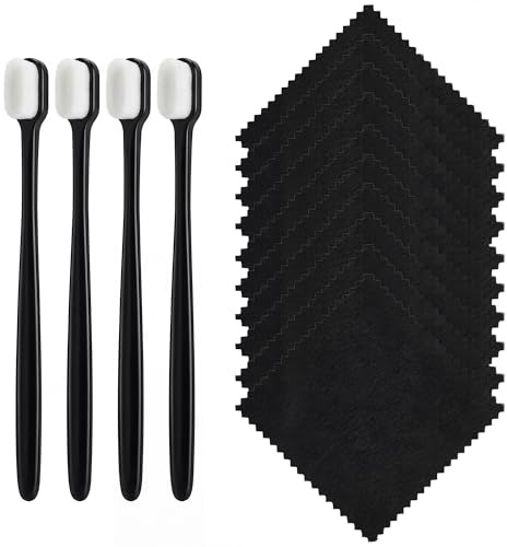 Jewellery Cleaning Kit with 4 Soft Brushes & 10 Polishing Cloths | Gentle Cleaning Tools for Rings, Silver, Gold, Earrings, Necklace, Tarnish Removal & Shine Care