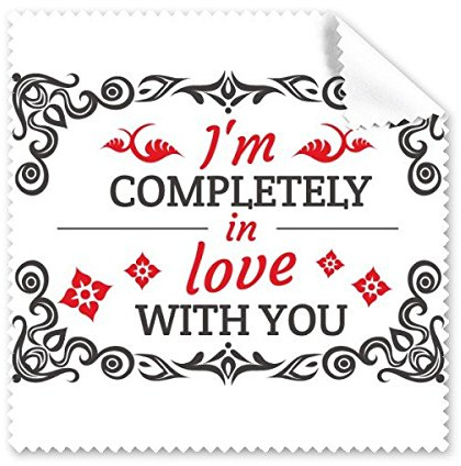 Rot und Schwarz Valentinstag Ich Bin absolut in Love with You Bild mit Blumen und Kurven Illustration Muster Brille Reinigungstuch Reinigungstuch Handy-Display von 5 x