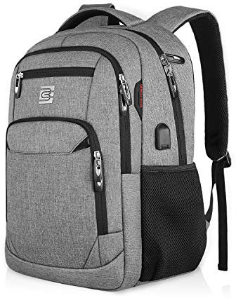 FANDARE antirrobo mochila mochila escolar ordenador portátil 15.6 pulgadas con USB bolsa de negocios mochila para negocios escolar universidad viajes senderismo camping daypacks, Gris A., large