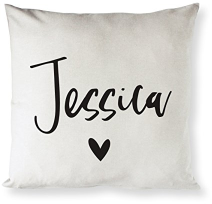 The Cotton & Canvas Co. Personalized Name Home Decor Pillow Cover, Pillowcase, Cushion Cover, Decorative Throw Pillow Cover (Natural Color, Not White)
