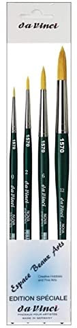 DaVinci ESPACE BEAUX ARTS Da Vinci Serie 1570 Nova Pinsel synthetisch, rund, Set 4 Stück, Nr. 0, 2, 6, 12. für Aquarelle, Ölfarben und Acryl, Made in Germany