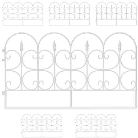 6 tlg. Beetzaun Set aus wetterfestem Kunststoff, 30cm hoch, schöner Dekozaun, mit Erdspießen, 4m Zierzaun, weiß