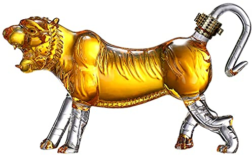 Decanter Decanter per Vino Particolare Decanter per Whisky A Forma di Tigre, Decanter per Liquori Animali da 1000 Ml, Caraffa per Vino Zodiac in Vetro, per Rum Tequila