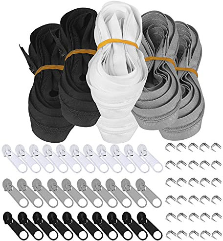 yeestone Zipper – 2m Endlos-Reißverschluss mit Reißverschluss-Endstück – 6 Stück teilbarer Endlos-Reißverschluss als Meterware – 3mm nahtverdeckter Reißverschluss für Bettwäsche-Kissenbeutel