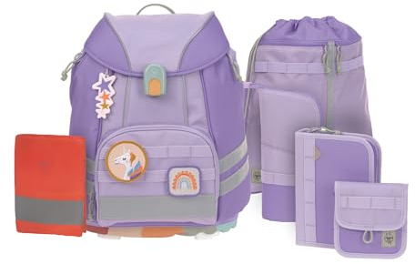 LÄSSIG 7-teiliges Schulranzen Set Kinder/School Set Flexy Unique Violet