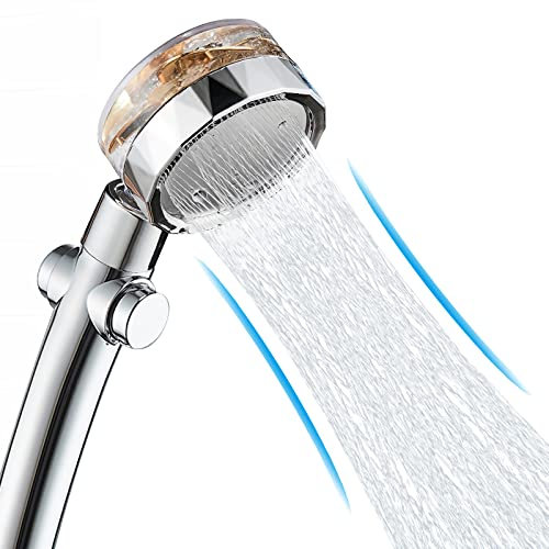 YUTOU Shower Head Handbrause 360° Rotierende Hochdruck Duschkopf Wassersparender Duschkopf High Pressure Propeller Shower Head Druckerhöhend Duschbrause mit Ventilator und Pausenschalter