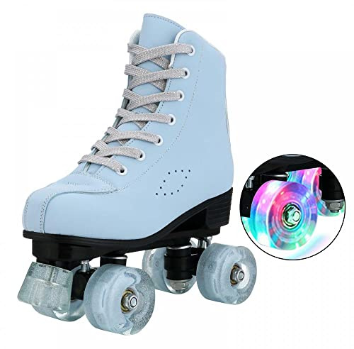 XUDREZ Women's SkyBlue Frosted Material Classic High-top Roller Skates for Beginner, Indoor Outdoor Use (US: 9)
