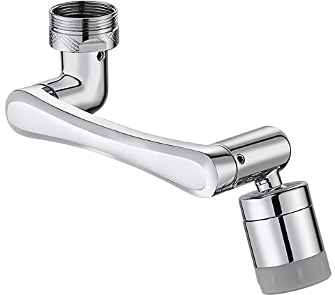 1440°schwenkbarer Wasserhahn-Strahlregler,Drehbarer Wasserhahn Aufsatz Luftsprudler mit 2Sprühfunktionen,Drehbarer Multifunktionaler Verlängerungshahn für Küche Passend für20mm,22mm,24mm Außengewinde