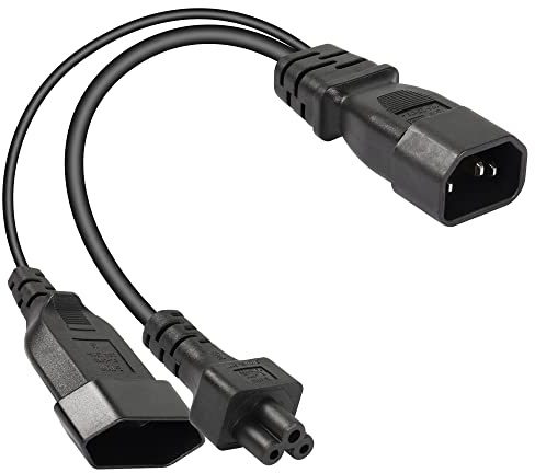 CERRXIAN 1FT C14 a C5 + EURO Y Cavo di Alimentazione Splitter, IEC 320 C14 Maschio a C5 + EURO Femmina Cavo di Conversione AC, Adatto per Computer, Proiettore, Scanner, Stampante, Ecc
