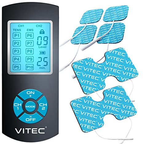 VITEC DYNAMIC TENS/EMS Elektrostimulationsgerät, Europäische Marke, 2 natürliche Therapien: Schmerzlinderung und Muskelaufbau, 20 individuelle Programme, Reizstrom-Therapie ohne Nebenwirkungen