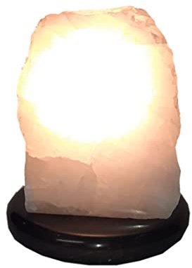 Edelsteinartikel Naturstein Lampe, Bergkristall Stein Beleuchtung mit polierter Front auf Steinsockel