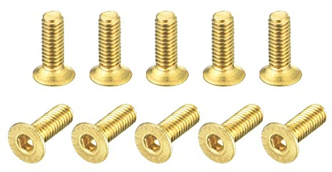 sourcing map 24 Stück Senkkopf-Innensechskantschrauben M2,5-0,45x8mm | Flachkopf Kopfschraube, Messing, Innensechskantantrieb