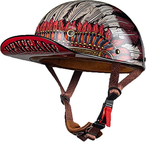 LPXPLP Retro Motorradhelm Mit ECE Zulassung - Baseball Cap Halbschalenhelm, Jethelm Deutscher Stil, Totenkopf Kappe, Cruiser Roller Cool Helm Für Männer Und Frauen 2,L