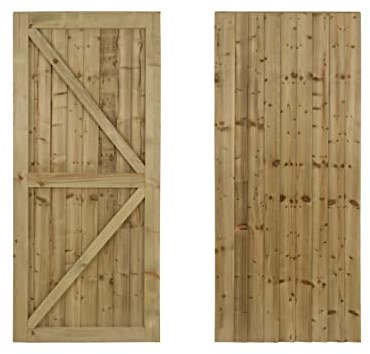 Featheredge Wooden Garden and Side Gates, Fully Framed and Capped (v2)(H-1800, W-775, Natural (Light Green) Finish)