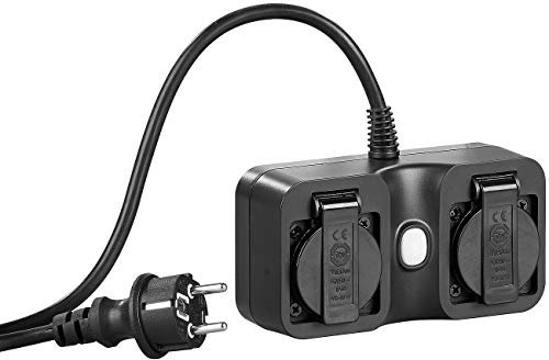 Luminea Home Control Outdoor Steckdose 2-fach: 2-fach-WLAN-Outdoor-Steckdosenleiste, App, Versandrückläufer (WiFi-Steckdose Outdoor, Steckdosenleiste IP44, Weihnachtsbaumbeleuchtung)