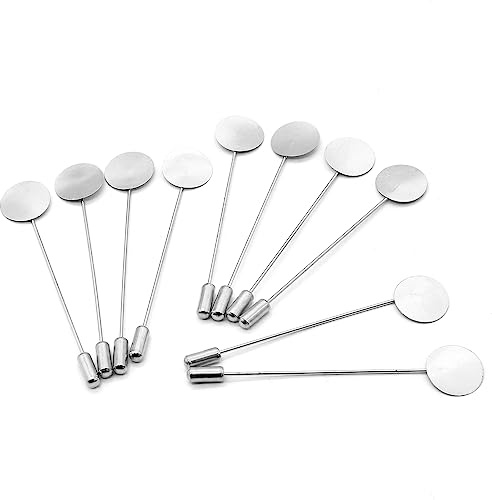 Hitefu Lot de 60 épingles à nourrice rondes et plates pour loisirs créatifs, épingles à nourrice argentées, épingles à boutonnière, aiguille, chapeau, cravate, écharpe, badge pour costume