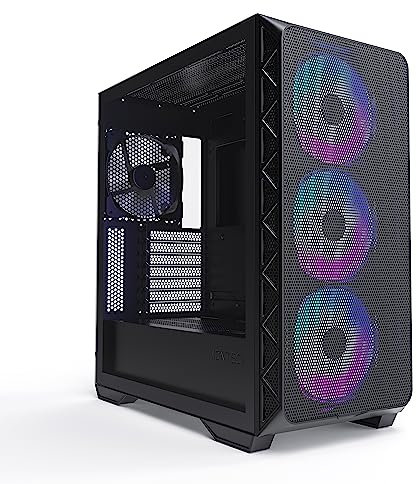 Montech AIR 903 MAX, E-ATX Mid Tower Case, High Airflow, 3X 140mm ARGB PWM & 1x 140mm PWM Fans Pre-Installed, Tempered Glass Side Panel, Mesh Front, Type-C, Support 4090 GPUs, Black