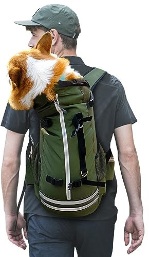 Galatée Hunde -Rucksack, Hundeträgerhund -Rucksack Für Die Meisten Hundegrößen, Einstellbarer Haustier -Rucksackträger, Ideal Zum Reisen, Wandern, Camping(L, Dunkelgrün)