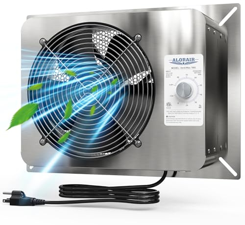 ALORAIR 780CFM Crawlspace Ventilation Fan with Humidistat, IP55 Rated Basement Stainless Steel Exhaust Fan, Built-In Isolation Net 9.13 Inch Foundation Vent Fan for Crawl Space,Garage,Attic,Grow Tent