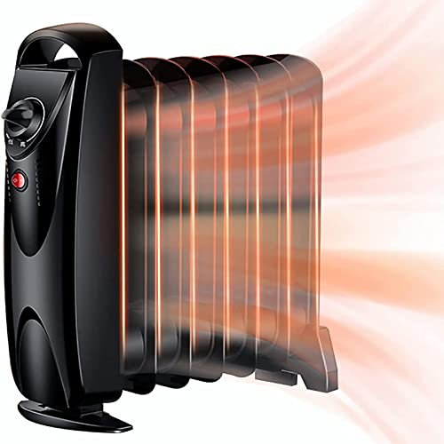 CGLYYDS Radiateur à Bain D'huile pour Pièces Jusqu'à 15 M3, Chauffage électrique Portable avec 3 Réglages De Chaleur, Thermostat Réglable, Mise Hors Tension Sécurisée, 7 Ailettes – Noir