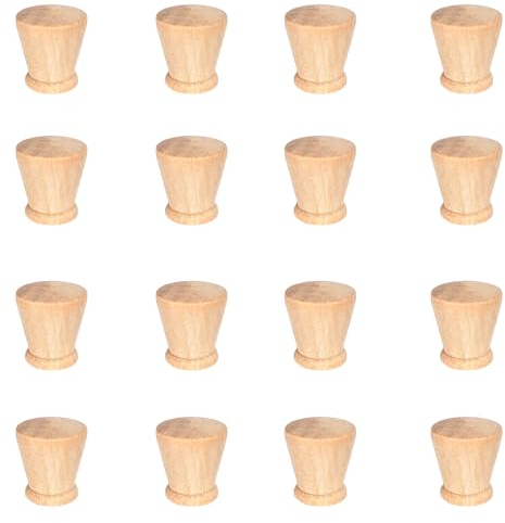 Hölzerne Schrankknöpfe - 16 Stück, Runde für Schubladen, Türen und Schränke, Möbelknöpfe aus Massivholz für Kommode und Schrankgriffe