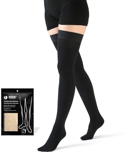 VARCOH Calze Compressione Graduata Donna, Calze Compressione Graduata Uomo, Calze a Compressione 20-30 mmHg Ideali per TVP, Gravidanza, Vene Varicose (Black,L)