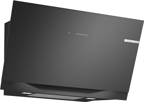 Bosch DWJ91LT60, Serie 8, Smarte Dunstabzugshaube, 90 cm, Klarglas schwarz bedruckt, Extrem Leise Wandesse, Made in Germany, Steuerung über Kochfeld, Einstellbare Farbtemperatur, PerfectAir-Sensor