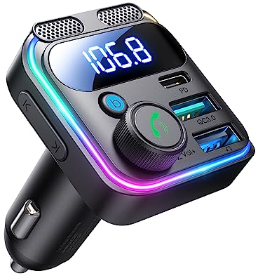 JOYROOM 81W Bluetooth Adapter Auto,【45W PD & Bass Hi-Fi Stereo】 2025 Version FM Transmitter Auto Bluetooth5.4,【36W QC3.0 & Freisprechanlage】 Dual-Mikrofon & LED-Licht, Bluetooth & U-Disk
